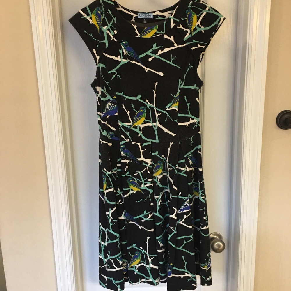 Cynthia Rowley Birds and Twigs A-line Dress Size L